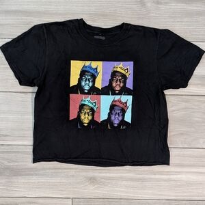 Notorious BIG Cropped Raw Hem Graphic Tee